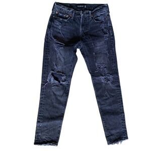 Abercrombie & Fitch relaxed taper stretched black ripped denim jeans women 28X30